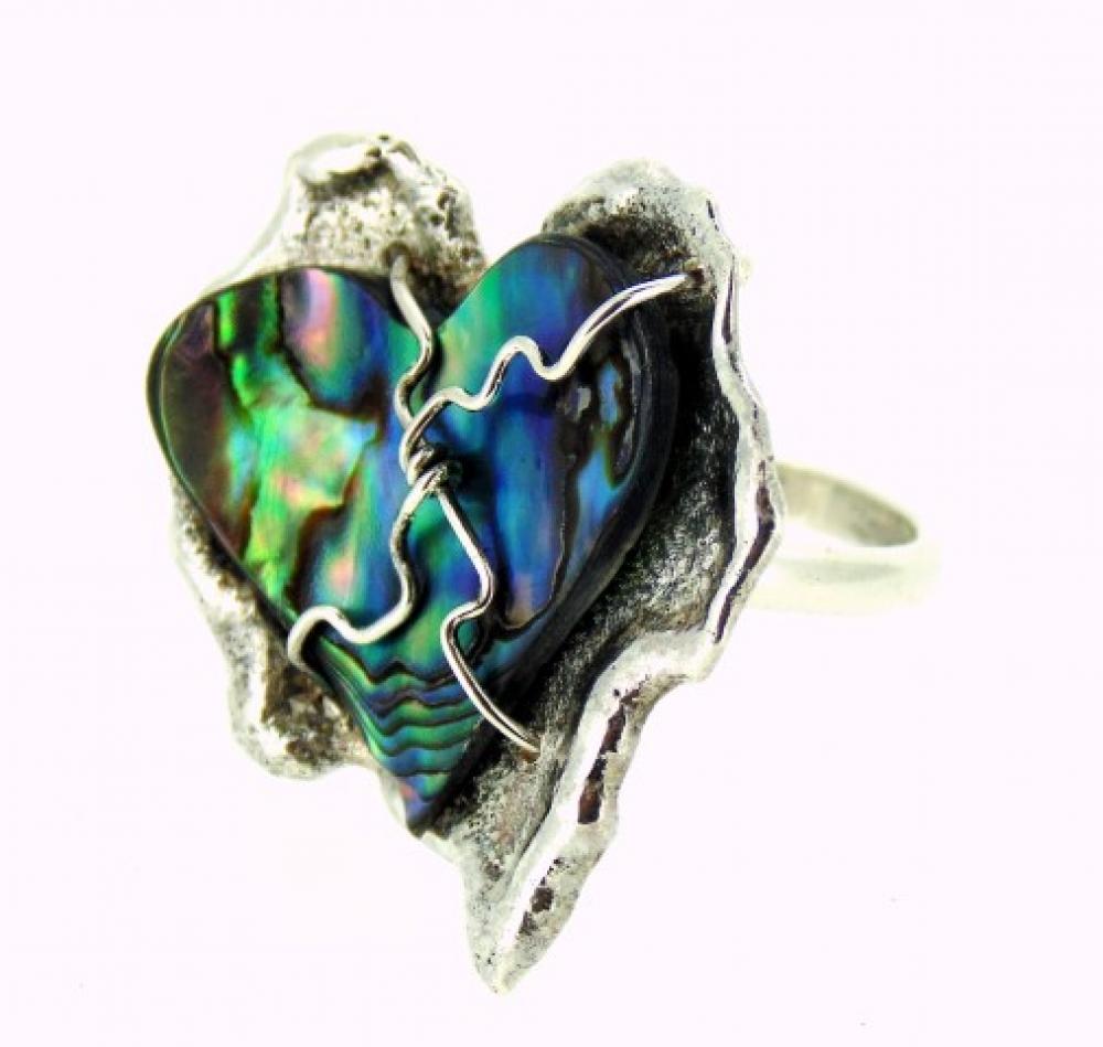 Anello artigianale in Argento 925%° e madreperla di abalone CO59